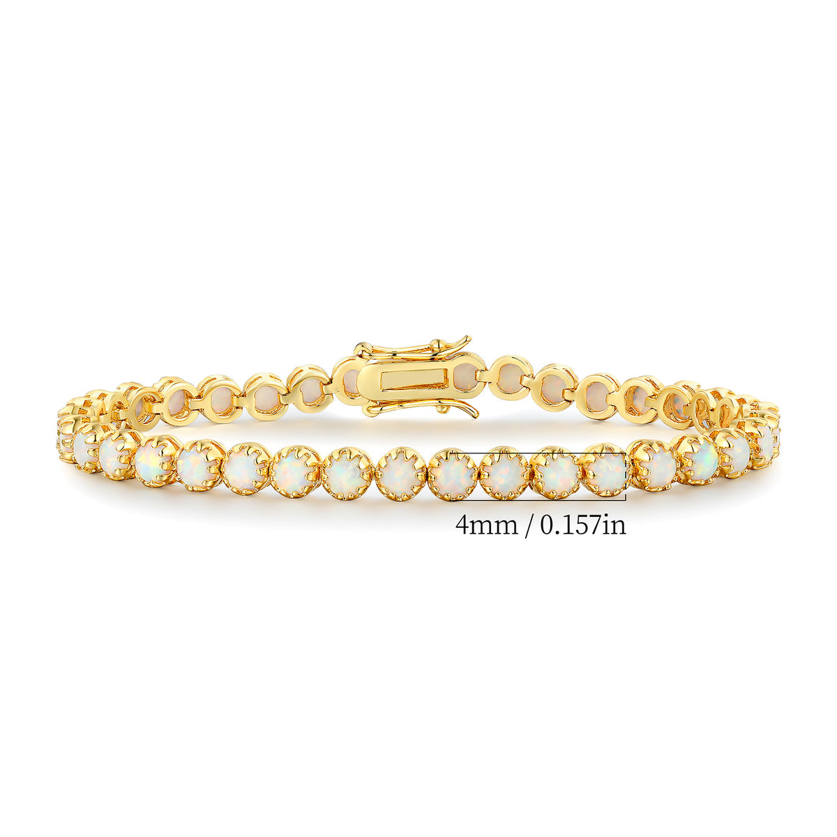 Women&Men's Round 4mm White Opal Tennis Bracelet