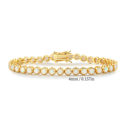 Women&Men's Round 4mm White Opal Tennis Bracelet