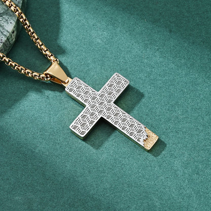 Men's Honeycomb Hollow-Out Design Cross Pendant Necklace