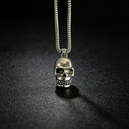 Men's Steel Vintage Skull Pendant Necklace, Punk Style Personalized Jewelry