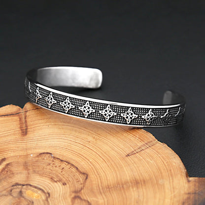 Men's Vintage Open C Cuff Bracelet, Nordic Viking Celtic Knot Stainless Steel Bangle