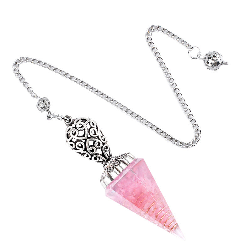 Silvery Crystal Agate Resin Hexagonal Pyramid Spirit Pendulum