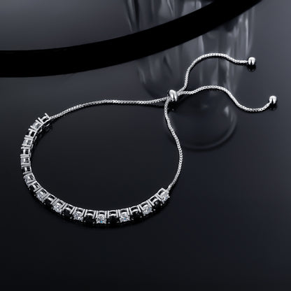 Women&Men's 4mm Black Zircon Adjustable Tennis Bracelet