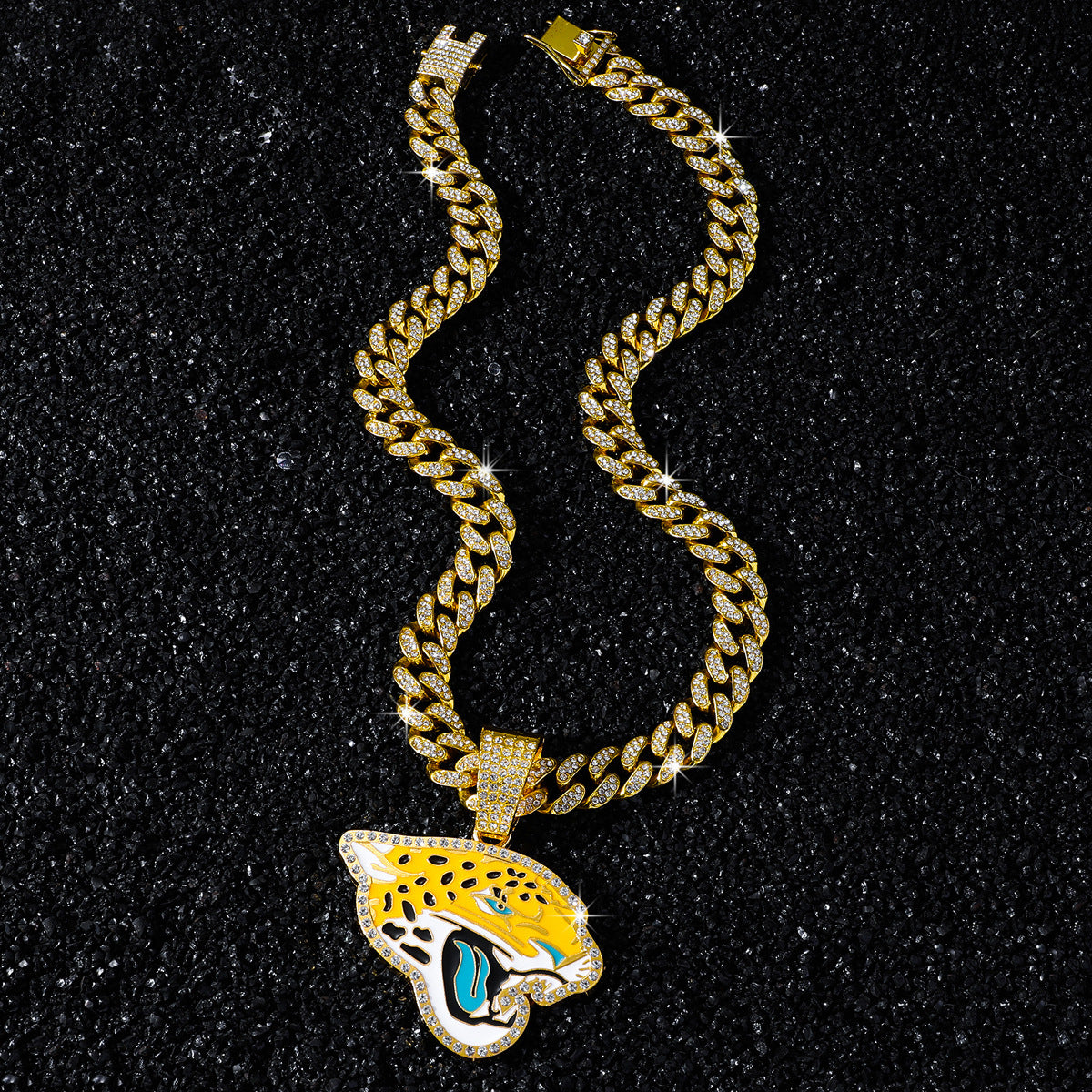 Hip-Hop Flat Leopard Head Cuban Chain Pendant Necklace