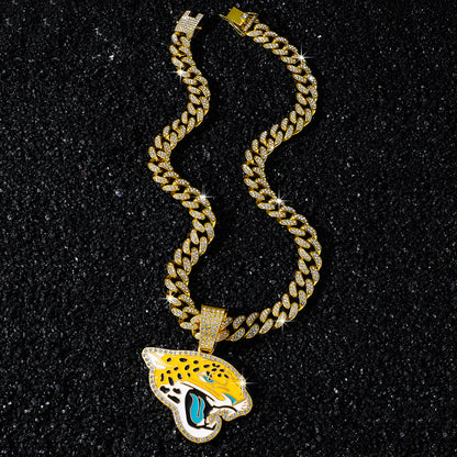 Hip-Hop Flat Leopard Head Cuban Chain Pendant Necklace