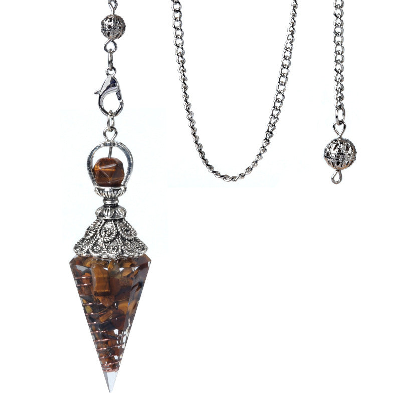 Antique silver crystal semi-precious stone multi-colored gravel resin spirit pendulum