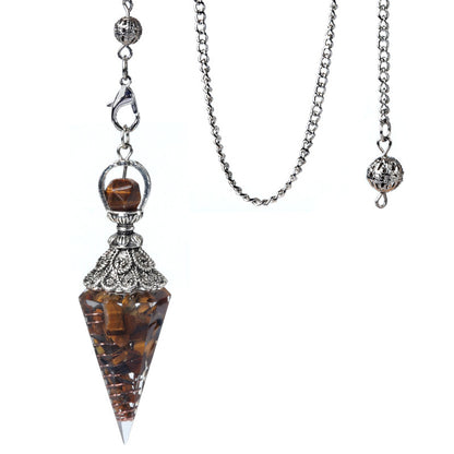 Antique silver crystal semi-precious stone multi-colored gravel resin spirit pendulum