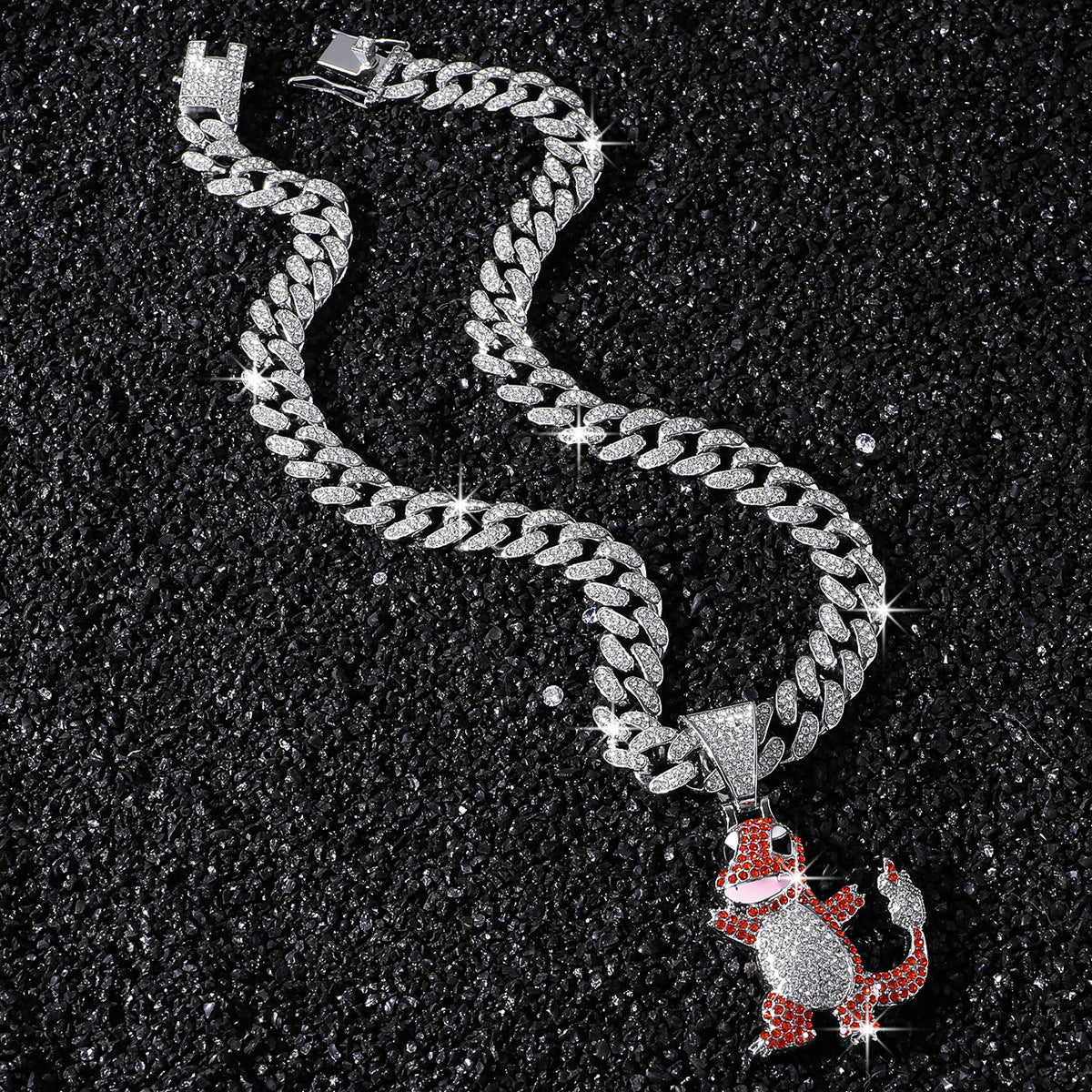 Hip-Hop Style Cartoon Dinosaur Pendant Necklace With Cuban Chain