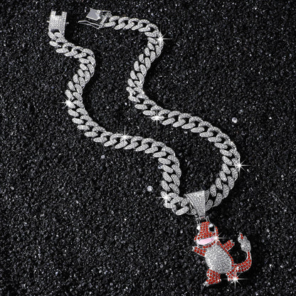 Hip-Hop Style Cartoon Dinosaur Pendant Necklace With Cuban Chain