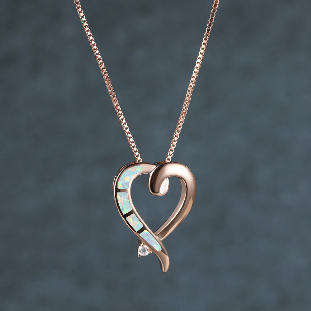 Ins-style rose gold AuBoo heart necklace