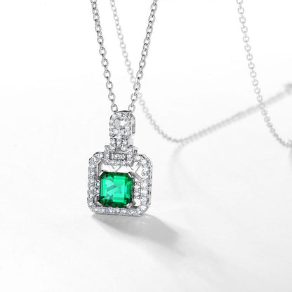 Women's Sterling Silver Hollow Briefcase Shape Full Stones Pendant
