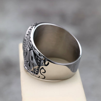 Vintage Solid Stainless Steel Cross Signet Ring for Men