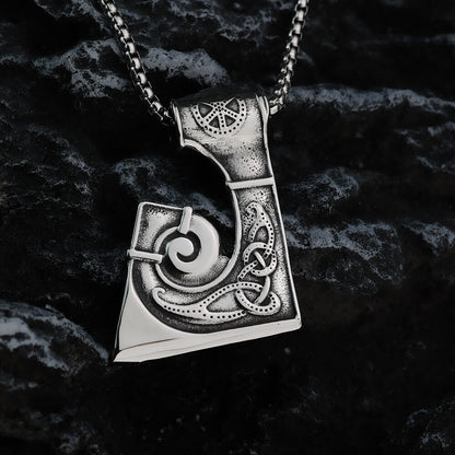 Men's Steel Viking Celtic Knot Axe Pendant Necklace