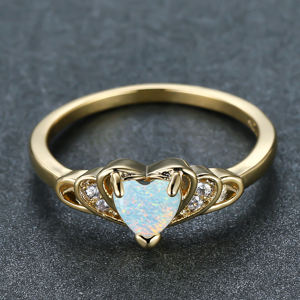 Women's Heart Opal Zirconia ring