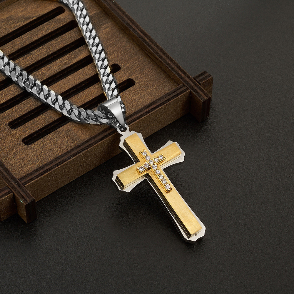 Fashionable And Minimalist Stainless Steel Cross Pendant Necklace