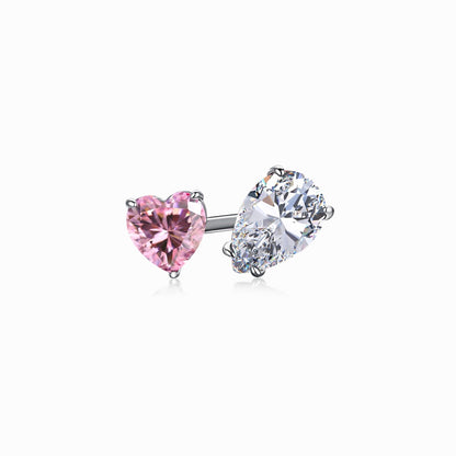 Women's Radiant Ice Flower Cut Pink Heart & Pear Double Center Zirconia Ring, S925 with White Gold Plating