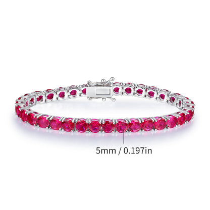Women&Men's 5mm Red Corundum Zircon Tennis Bracelet