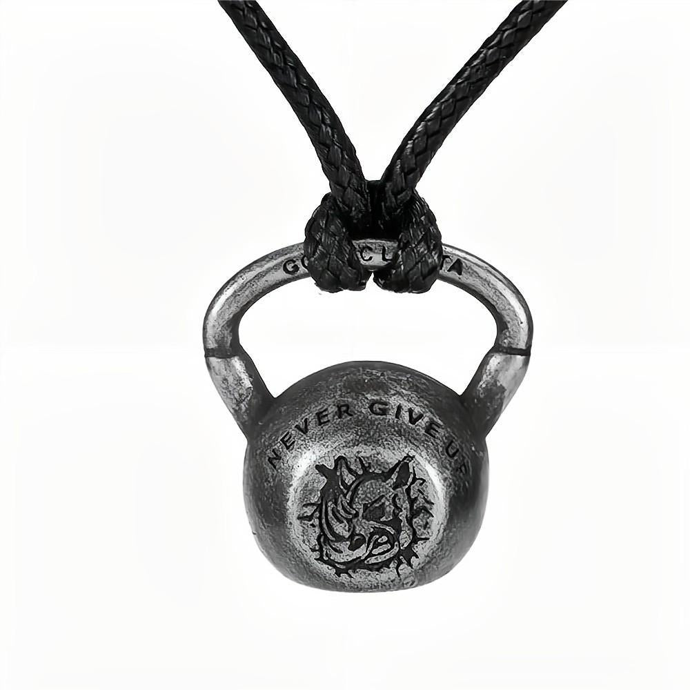 Vintage Stainless Steel Men's Kettlebell Pendant Necklace