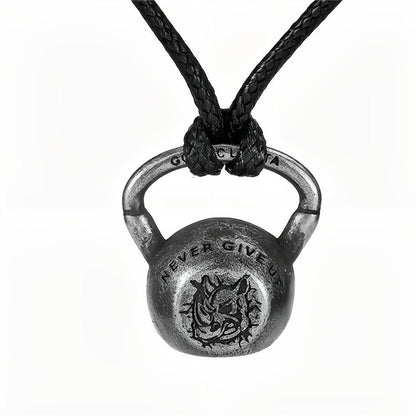 Vintage Stainless Steel Men's Kettlebell Pendant Necklace