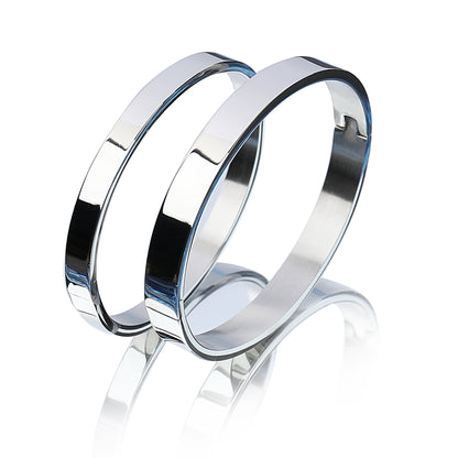 Men’s Minimalist Stainless Steel Cuff Bangle with Snap Clasp Fashion Wrist Jewelry