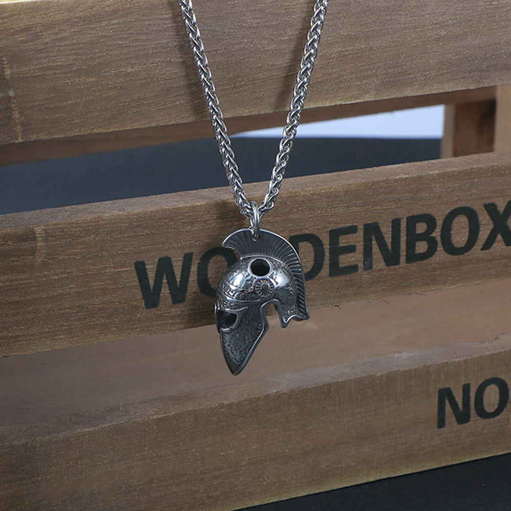 Men's Spartan Warrior Helmet Pendant Necklace