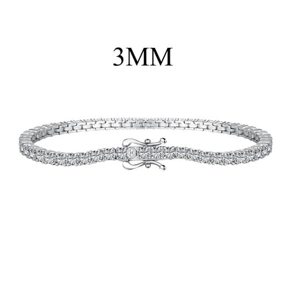 Women's Fashion Design 3MM Width Tennis Bracelet, Round Zirconia Paved Inlay, S925 with White Gold Plating