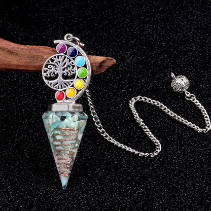 Colorful Life Tree Crystal Gravel Resin Spirit Pendulum