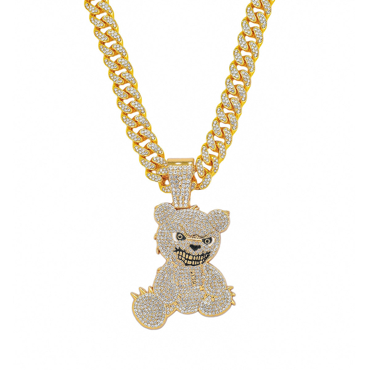 Hip-Hop Animal Bear Cuban Chain Pendant Necklace