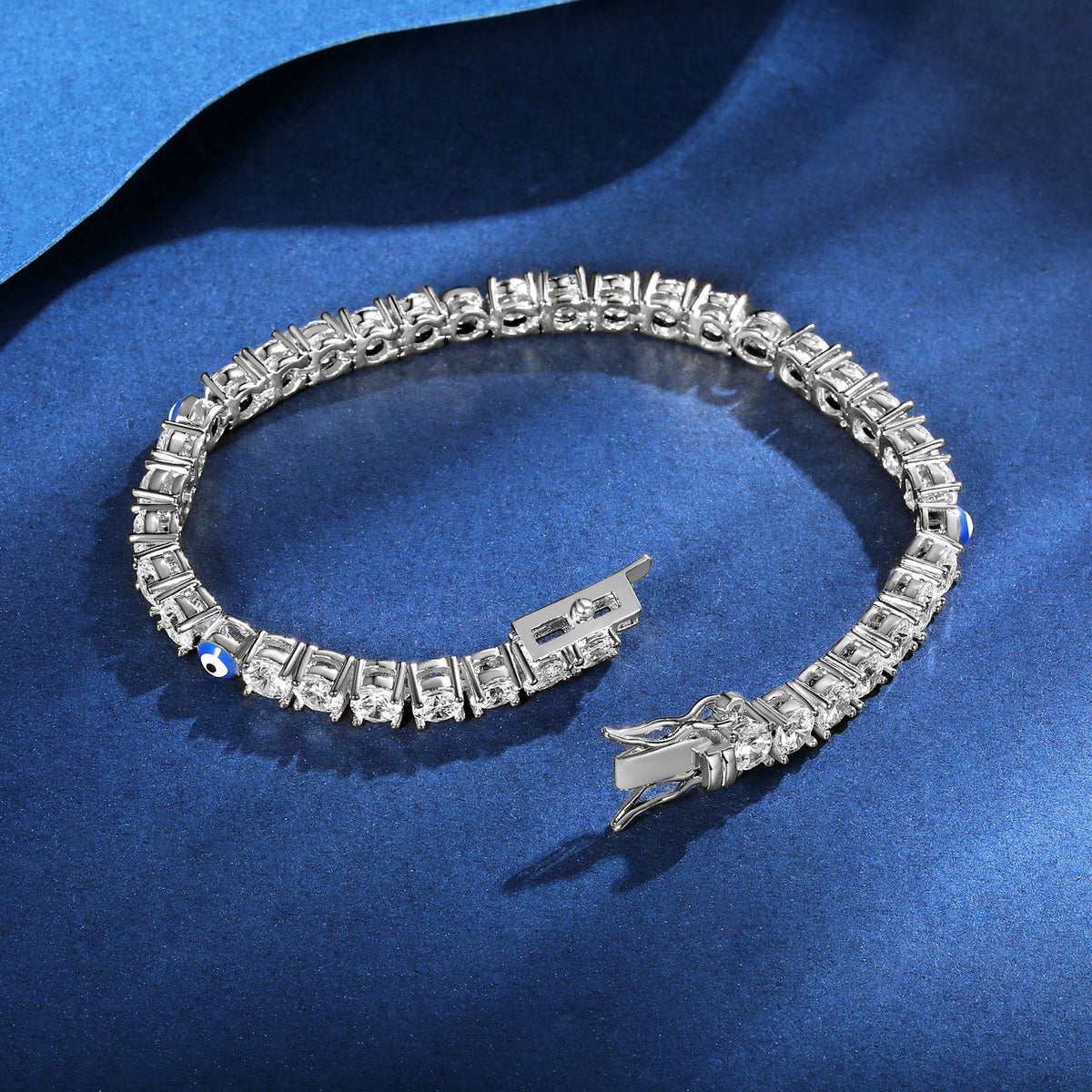 Women&Men's 3-4mm Demon Eye Cubic Zirconia Cuban Tennis Bracelet