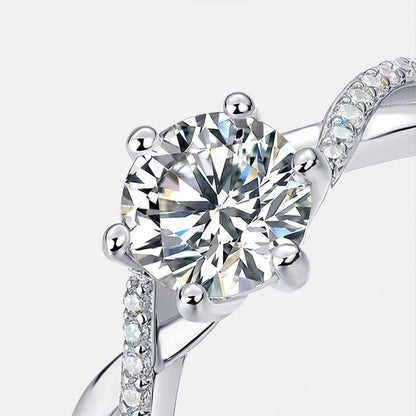 Women's White Gold Rose Shape Moissanite Adjustable Ring