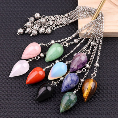 Vintage yoga meditation teardrop-shaped natural crystal spirit pendulum