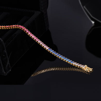 Women&Men's Color Gradient 3mm Zircon Tennis Bracelet