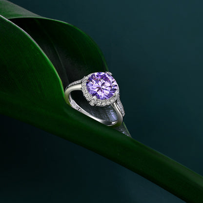 Women's Round Large Main Stone With Surrounded Zirconia Ring