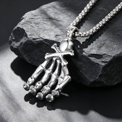 Men's Steel Skeleton Hand Vintage Pendant Necklace