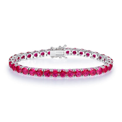 Women&Men's 5mm Red Corundum Zircon Tennis Bracelet