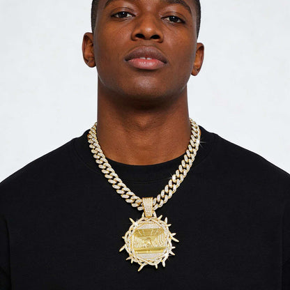 Hip-Hop Round Last Supper Cuban Chain Pendant Necklace