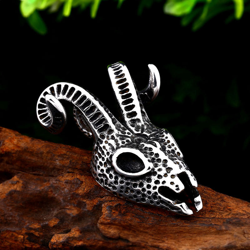 Men's Steel Goat Skull Retro Hip Hop Jewelry Pendant Necklace