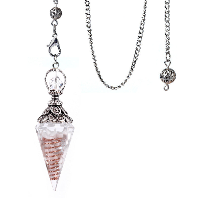 Antique silver crystal semi-precious stone multi-colored gravel resin spirit pendulum