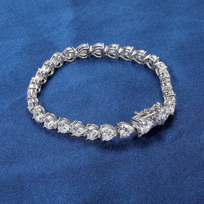 Women&Men's Inlaid Heart-Shaped Zircon Heart Tennis Bracelet