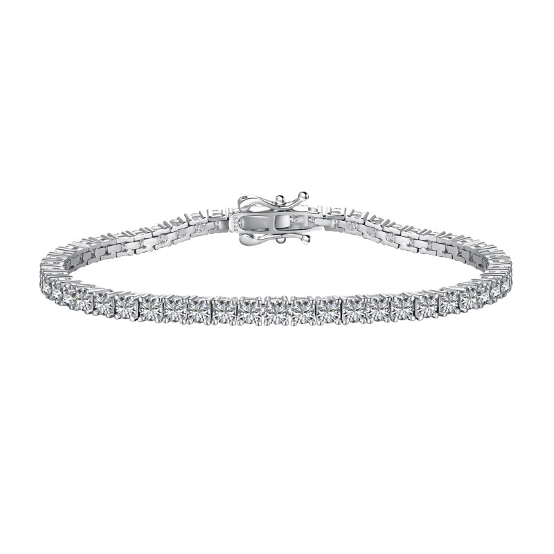 Women's S925 White Round Zirconia Fully Studded Niche Fashion Design Tennis Bracelet