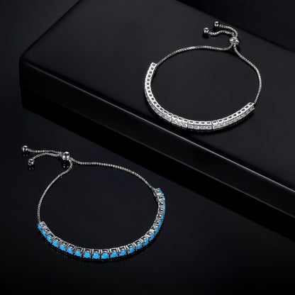 Women&Men's 3-4mm Square Zircon Tennis Ball Adjustable Bracelet With Drawstring