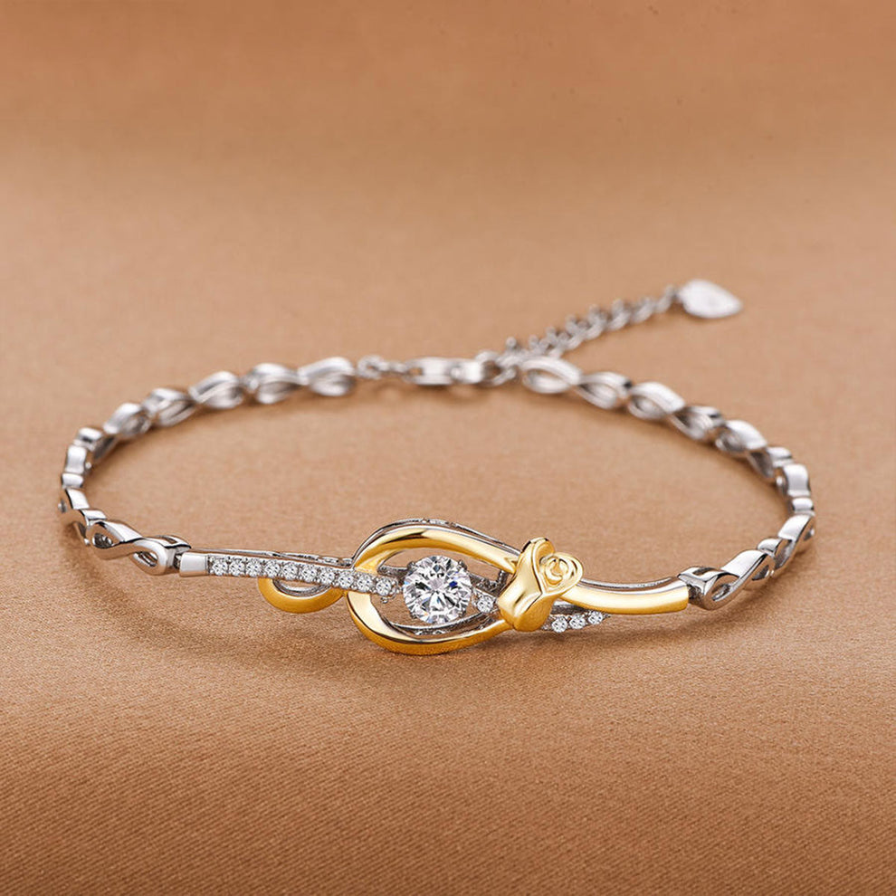 Women's White & Gold Hollow Rose Shape Beating Shinny Bracelet