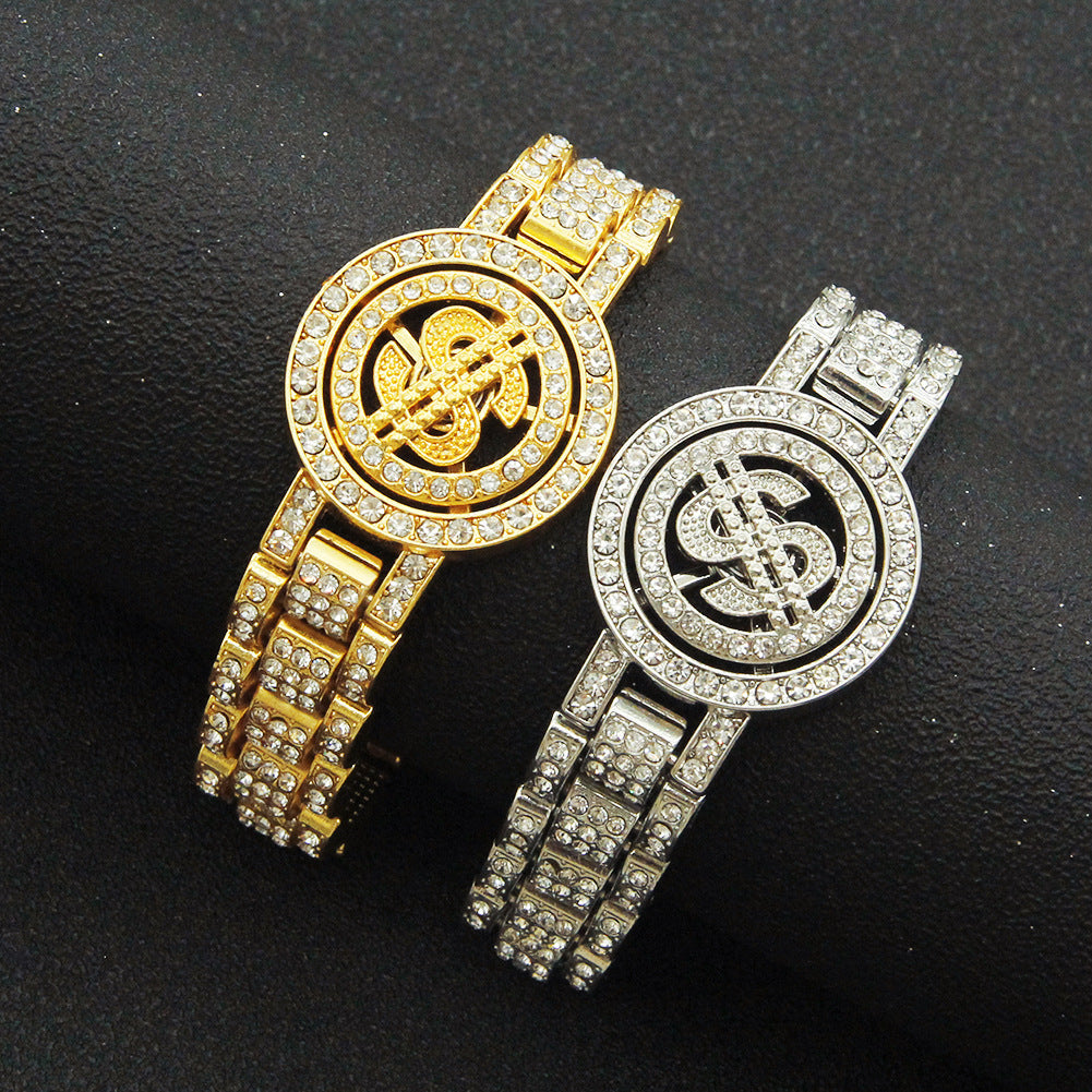 Hip-Hop Rotating Disc Dollar Bracelet