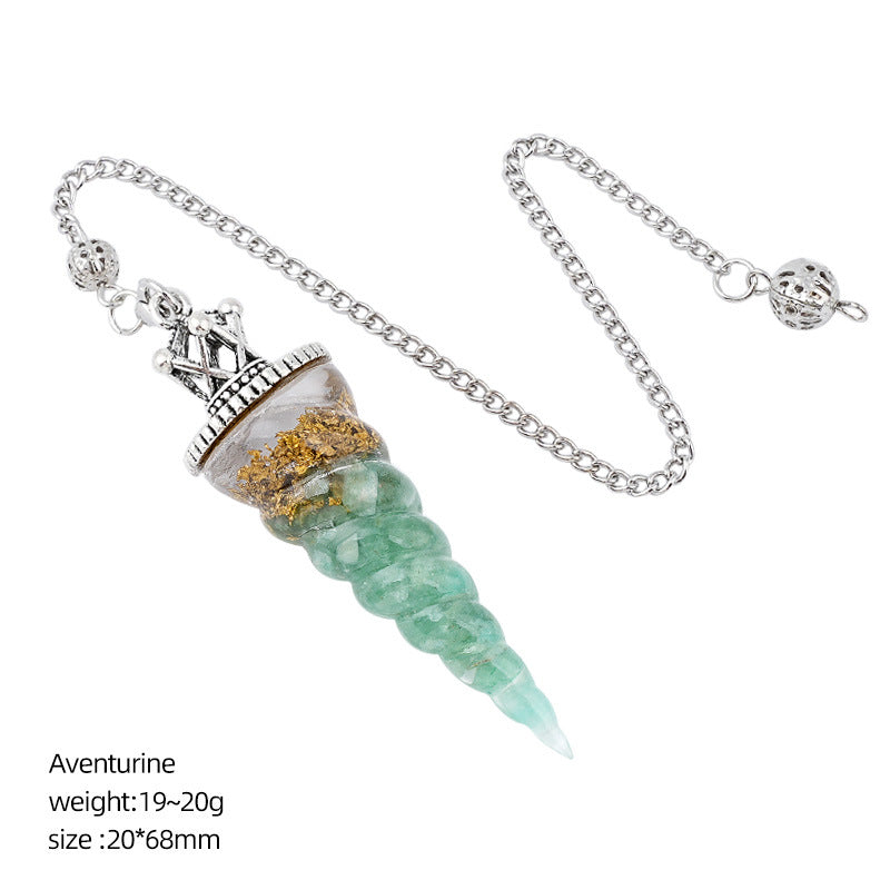 Crown-Headed Spiral Conical Yoga Meditation Adjustable Frequency Crystal Resin Spirit Pendulum