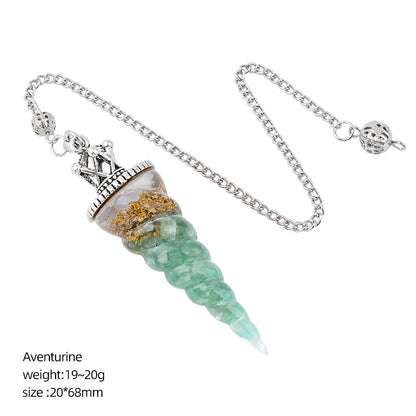 Crown-Headed Spiral Conical Yoga Meditation Adjustable Frequency Crystal Resin Spirit Pendulum
