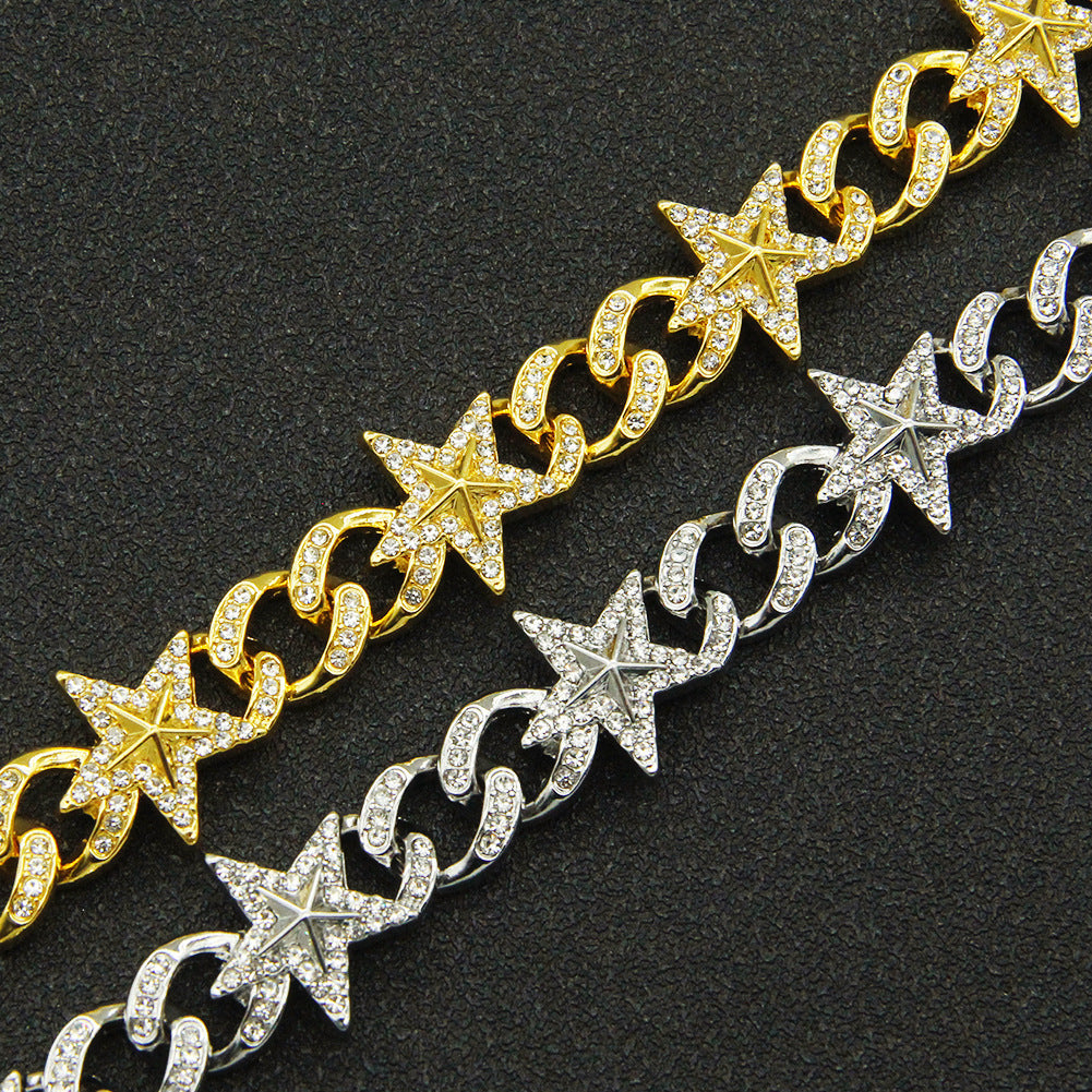 Hip-Hop 3d Star Cuban Chain Pendant Necklace