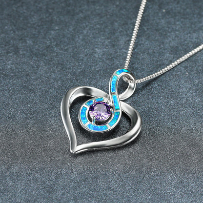 Opal Heart-shaped infinity necklace