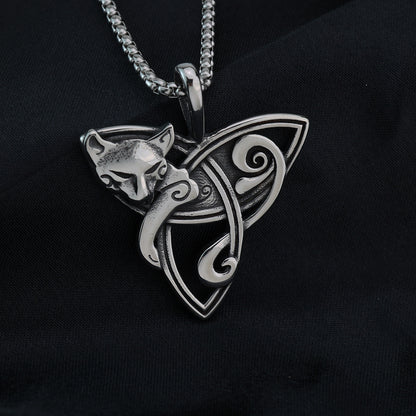 Vintage Stainless Steel Fox Pendant Necklace for Men