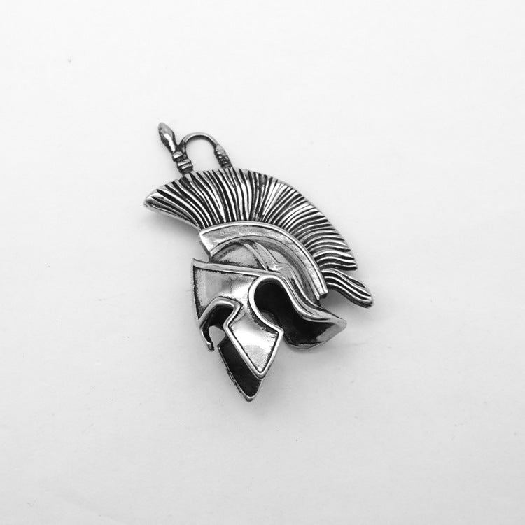 Men's Spartan Warrior Helmet Outline Pendant Necklace