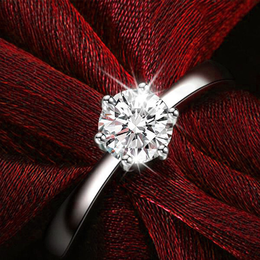 Women's White Gold Prong Setting Engaement Moissanite Adjustable Ring